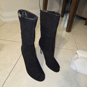 Calvin Klein Black suede heeled open-toed boots